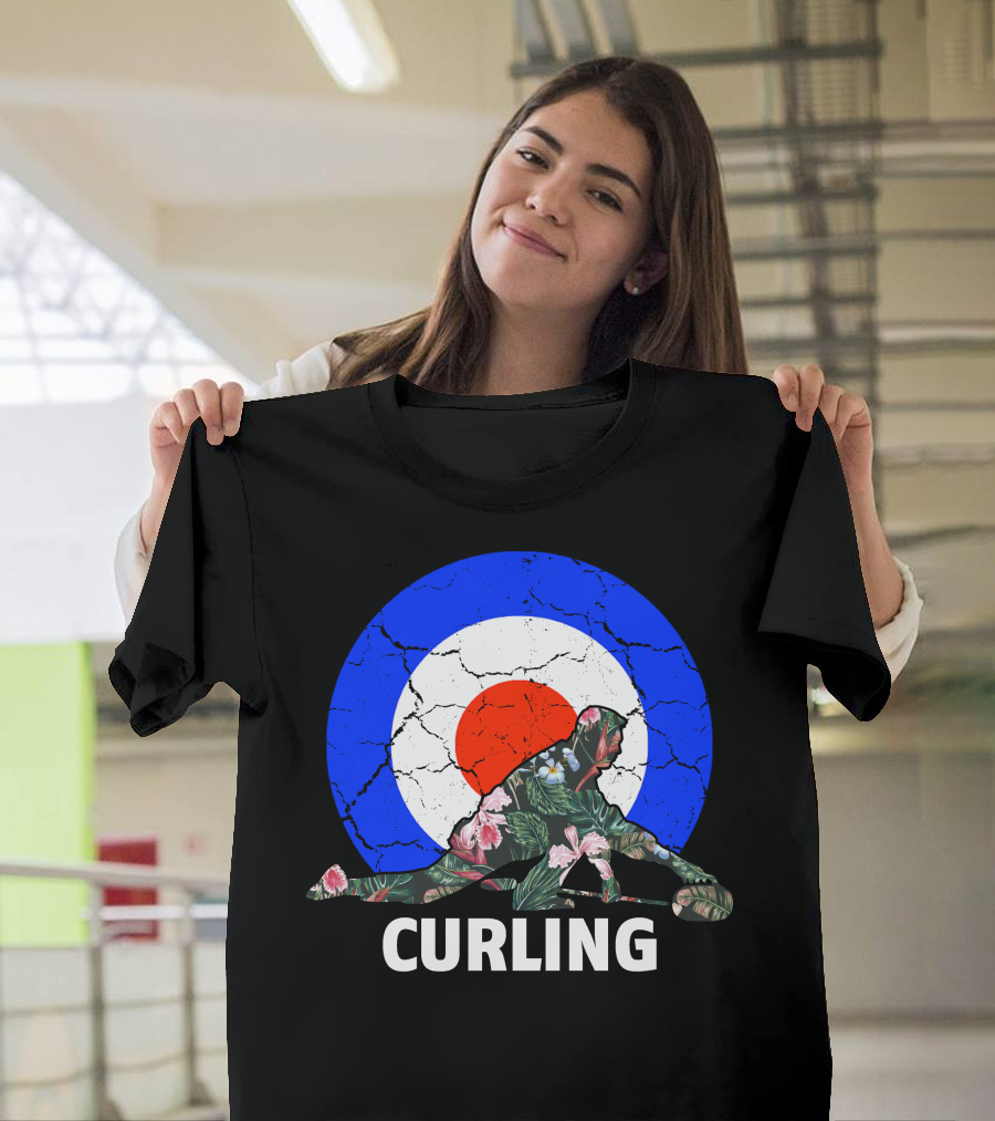 Curling Flower Pattern Target T-Shirt