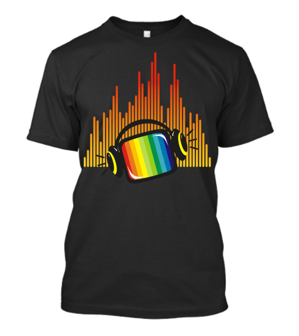Colorful Rainbow TV Headphones Music Bars T-Shirt