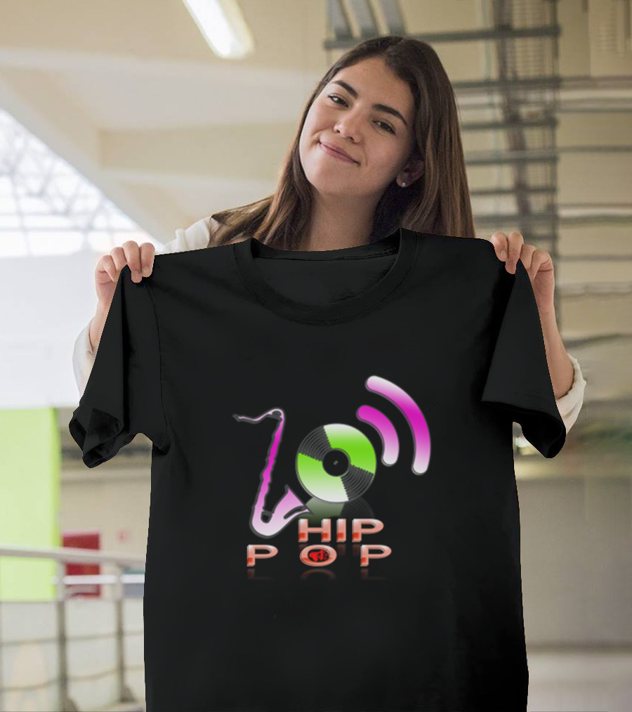 Hip Pop Vinyl Record Saxophone Music Vibrations T-Shirt
