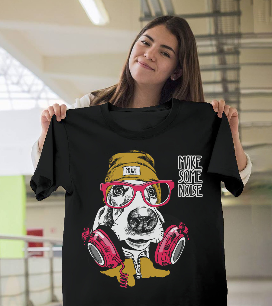 MORE Make Some Noise Dog Headphones T-Shirt