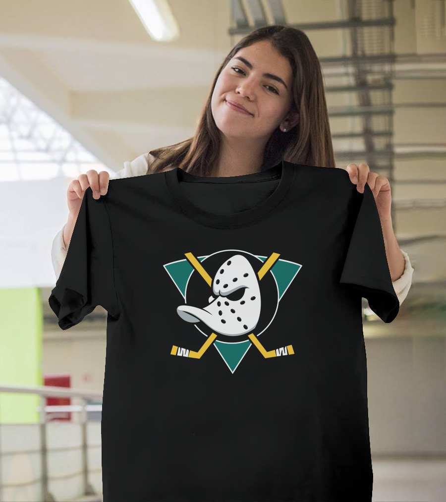 Anaheim Mighty Ducks Hockey Mask Crossed Sticks T-Shirt