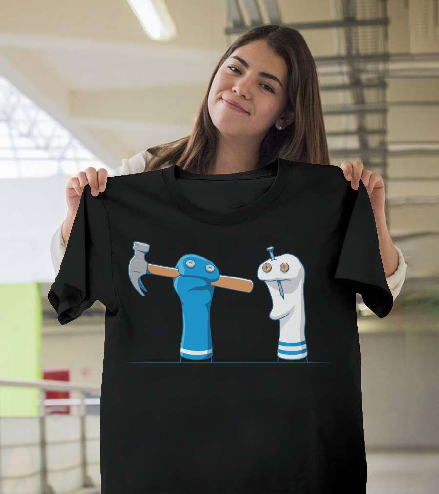 Bad Sock Puppet Conflict with Hammer and Nail T-Shirt