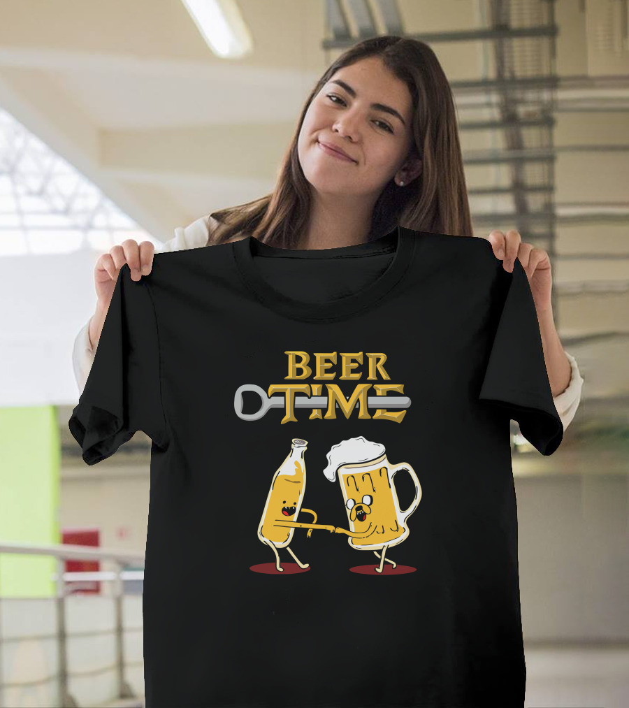 Beer Time Adventure Parody with Beer Bottle and Mug T-Shirt