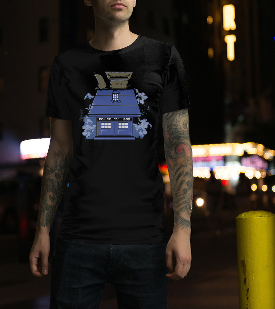 Dr Peanuts Doctor Who TARDIS Snoopy Doghouse Crossover T-Shirt