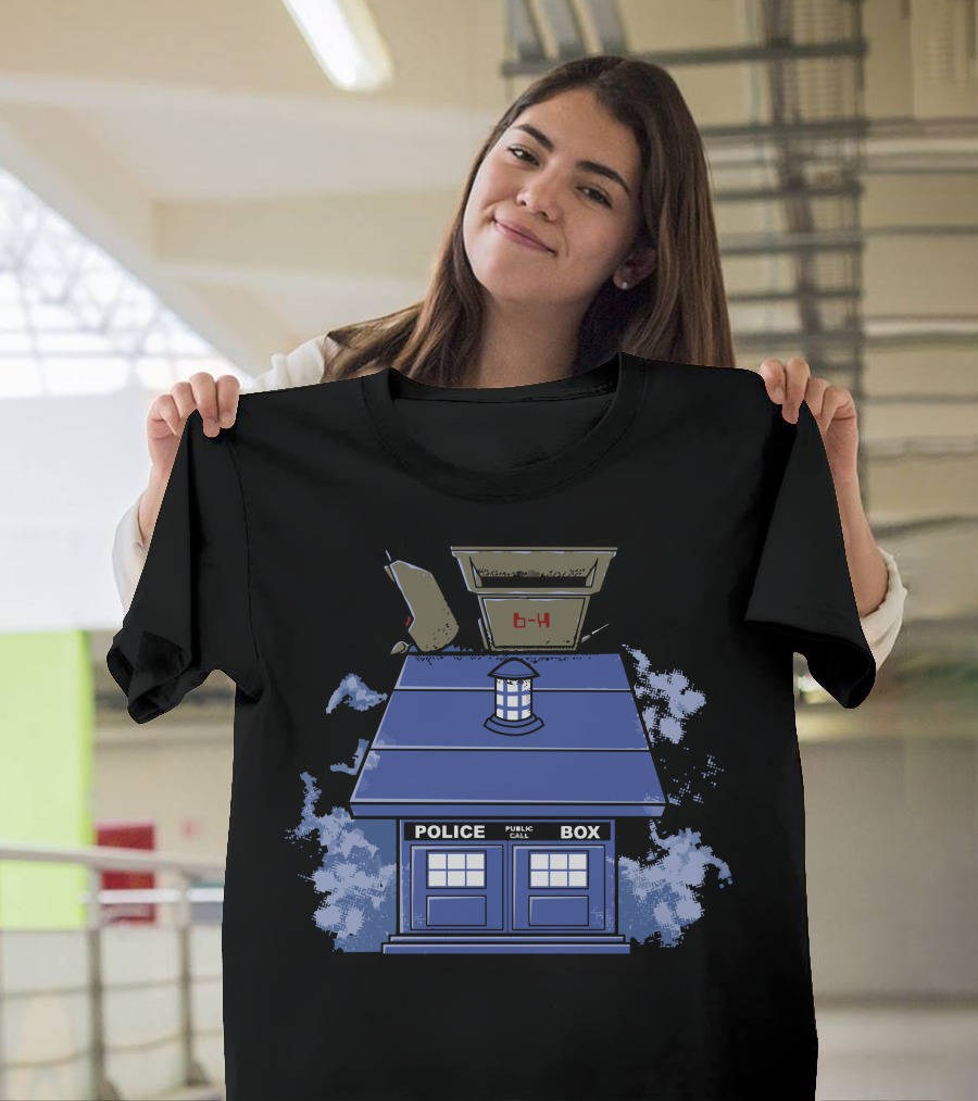 Dr Peanuts Doctor Who TARDIS Snoopy Doghouse Crossover T-Shirt