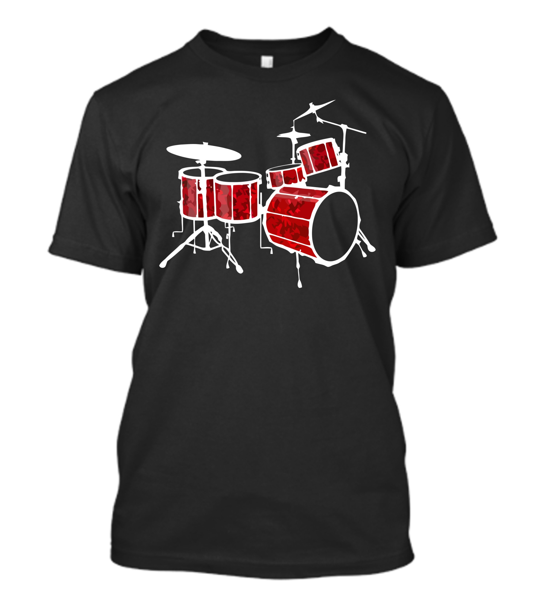 Red Drum Set Music Symbol Performance T-Shirt