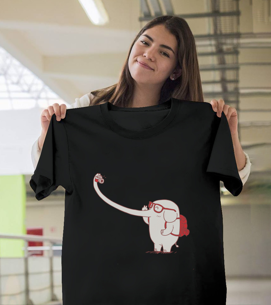 Elephant Camera Glasses Backpack Long Trunk Photo Snap T-Shirt