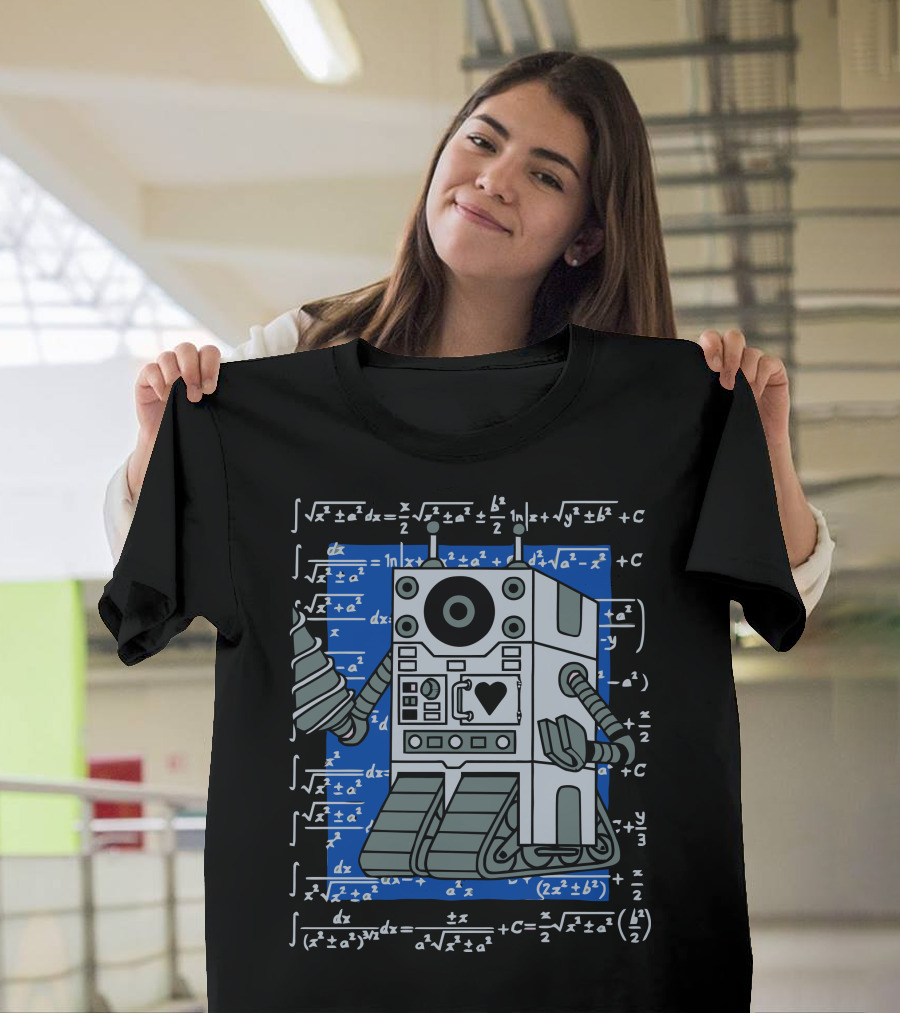 Mathematics Robot with Mathematical Equations T-Shirt