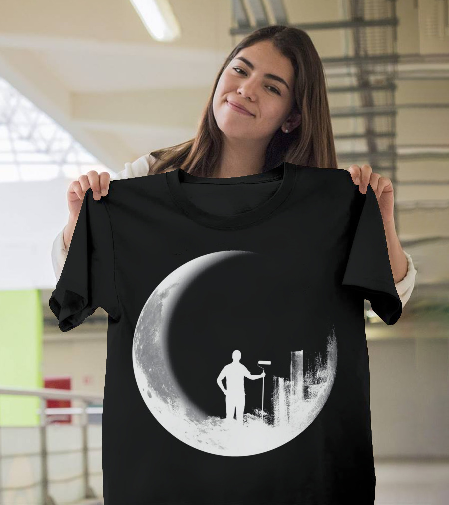 Paint The Moon Silhouette with Roller on Lunar Surface T-Shirt