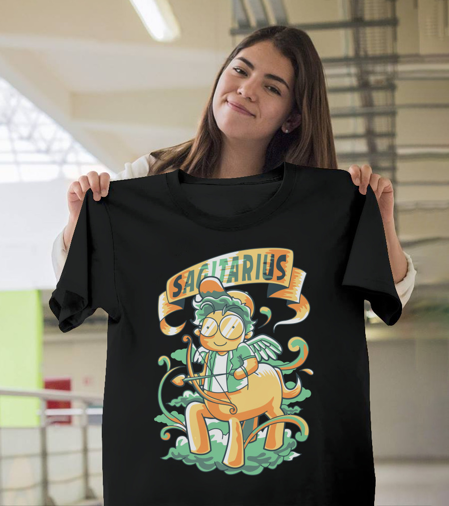 SAGITARIUS Hipster Centaur with Bow and Wings T-Shirt