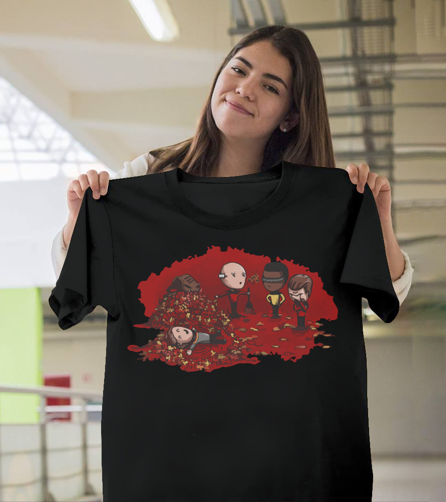 Autumn Leaves Raking at Starfleet Command T-Shirt