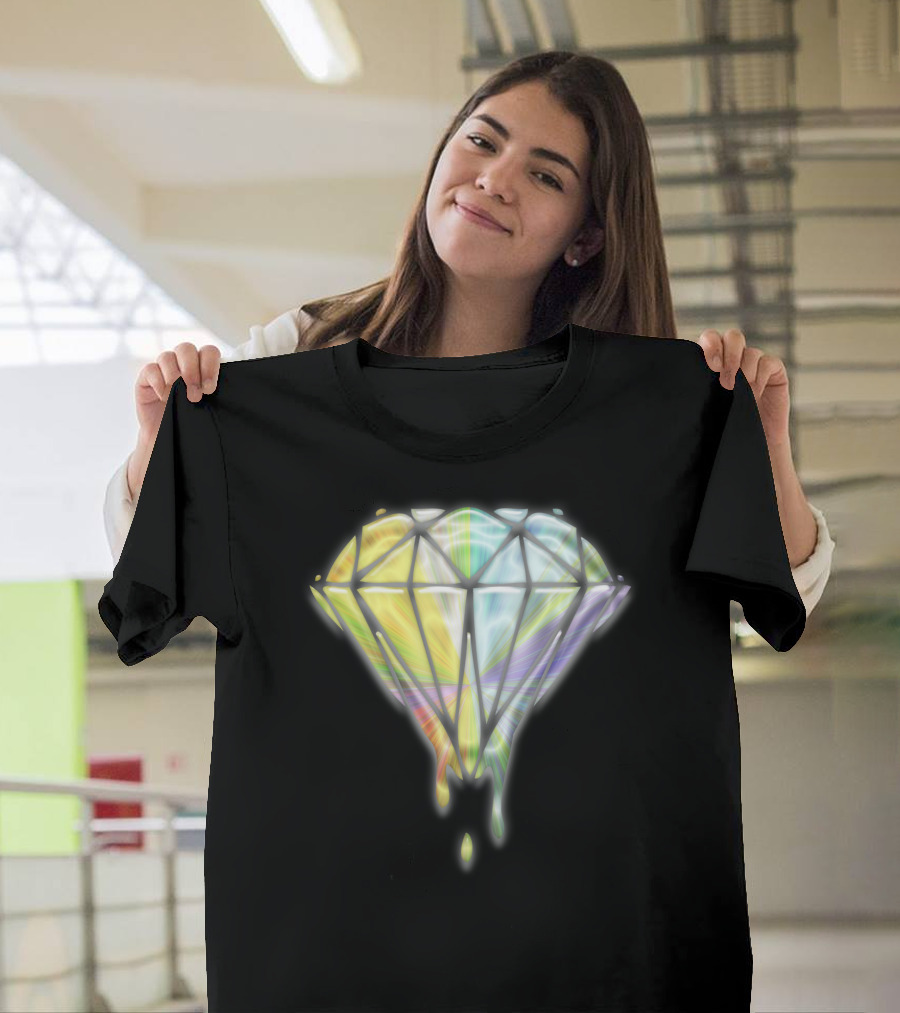 Dripping Rainbow Diamond Geometric Prism T-Shirt