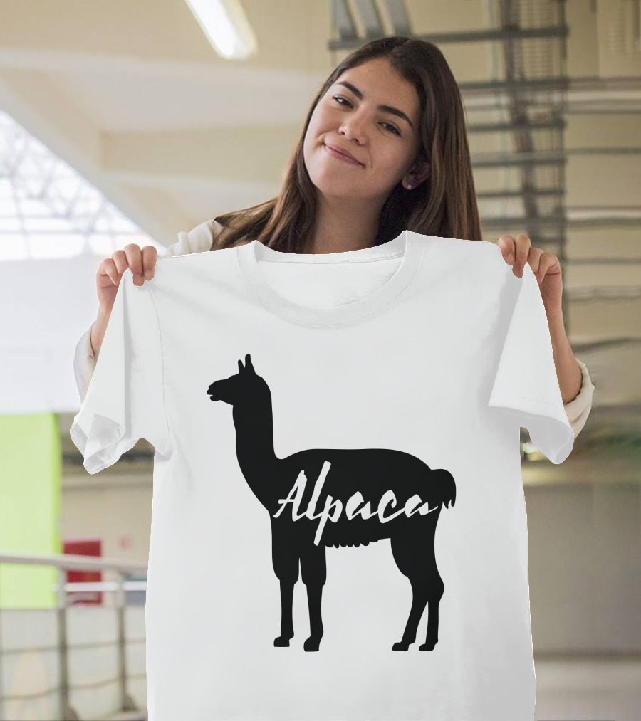 Alpaca Silhouette Text Image T-Shirt