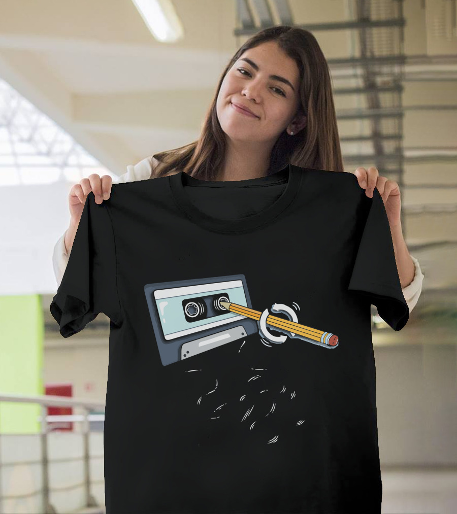 Back In The Day Cassette Pencil Rewind Retro Vintage 80s 90s Nostalgia T-Shirt