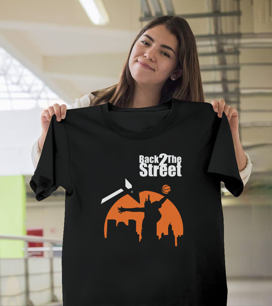 Back Two The Street Basketball Dunk Silhouette Cityscape T-Shirt