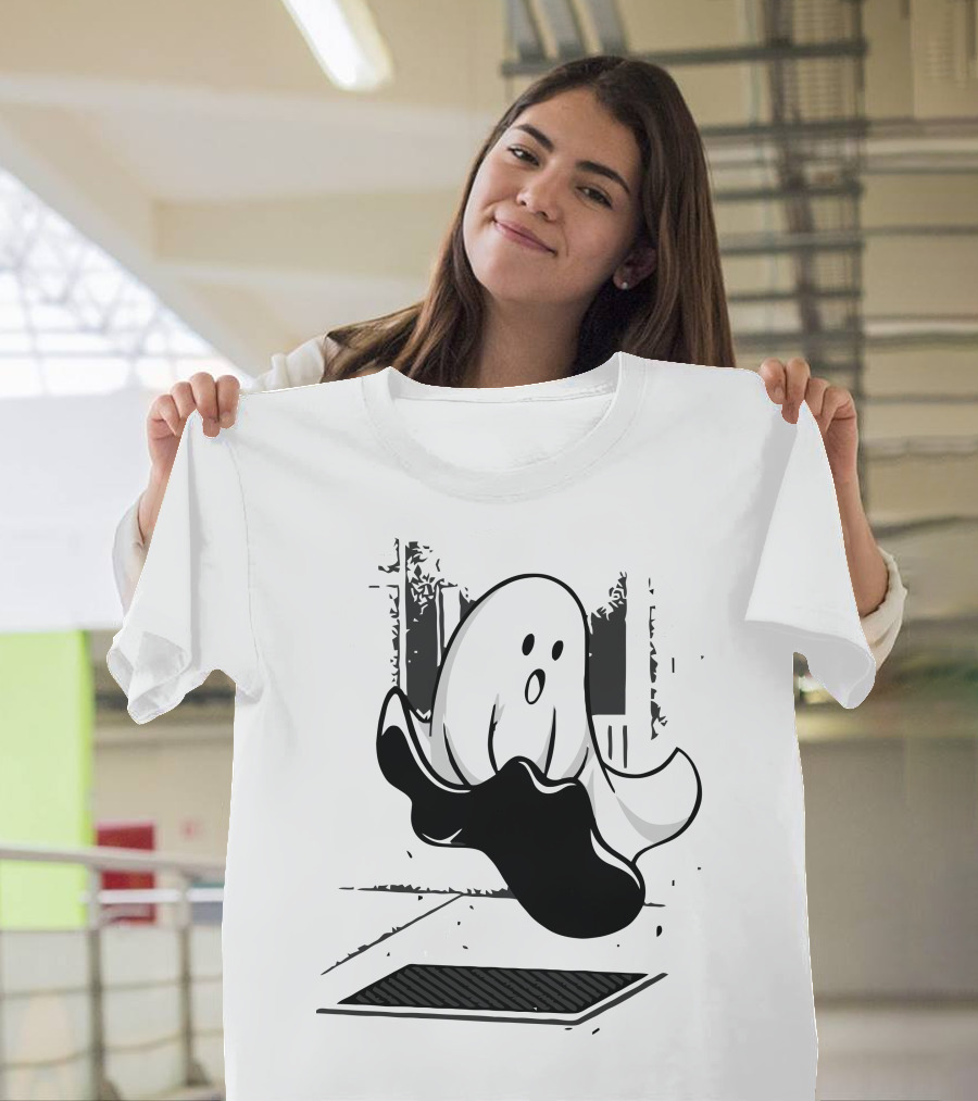 Ghost Floating Over Sewer Grate T-Shirt