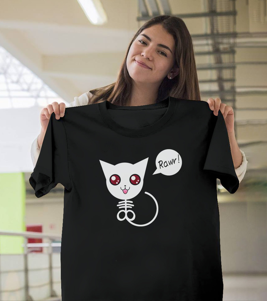 Creepy Cat Skeleton Rawr Kawaii Style Kitty T-Shirt