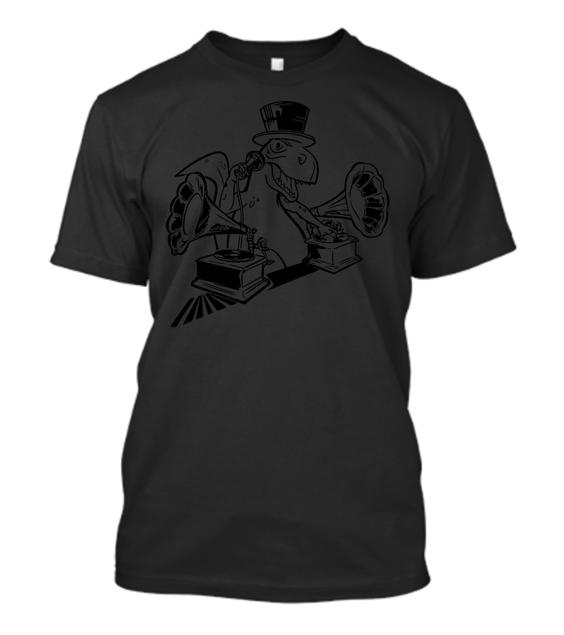 The Senior DJ Dinosaur With Top Hat And Gramophones T-Shirt