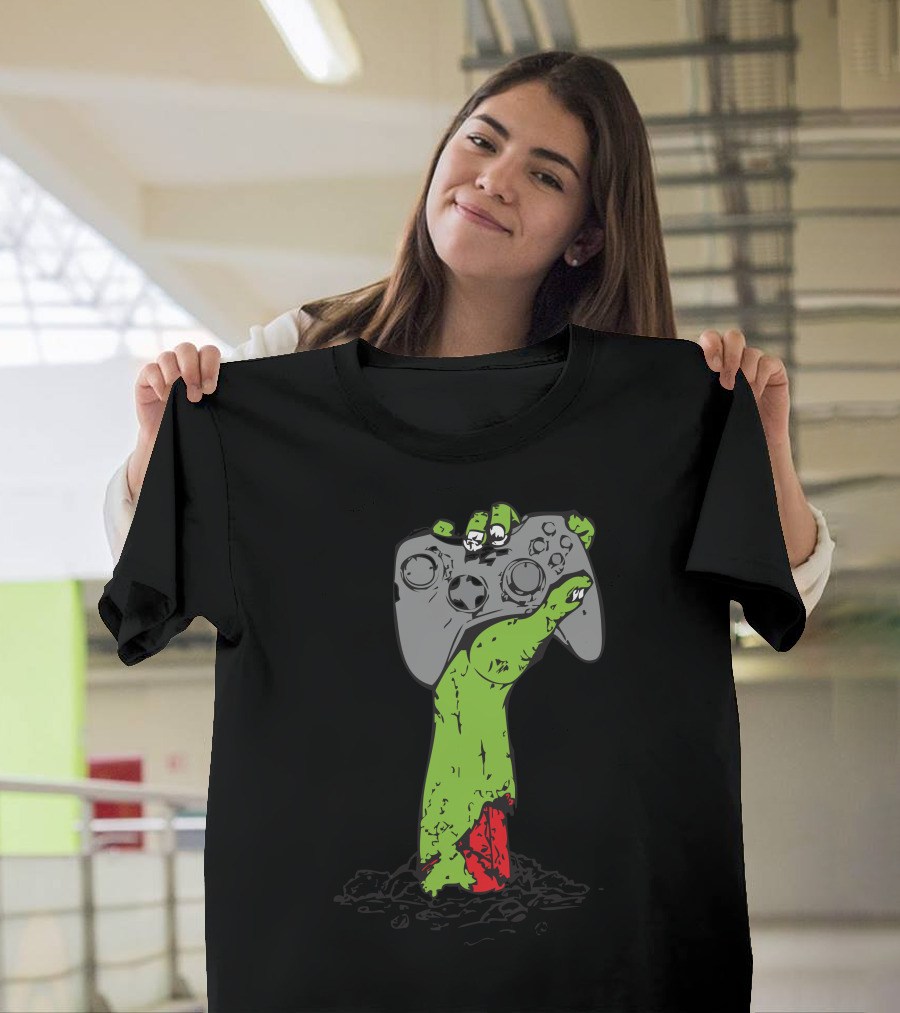 Undead Gamer Hand with Controller Zombie Game Freak T-Shirt