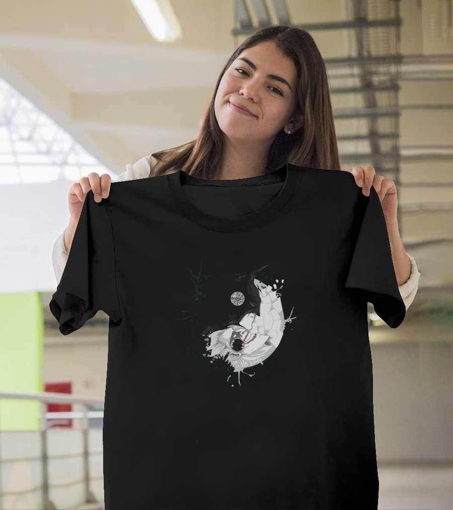 Gotham Yin Yang Dark Knight Joker Ha Ha Ha Grunge Black and White Contrast T-Shirt