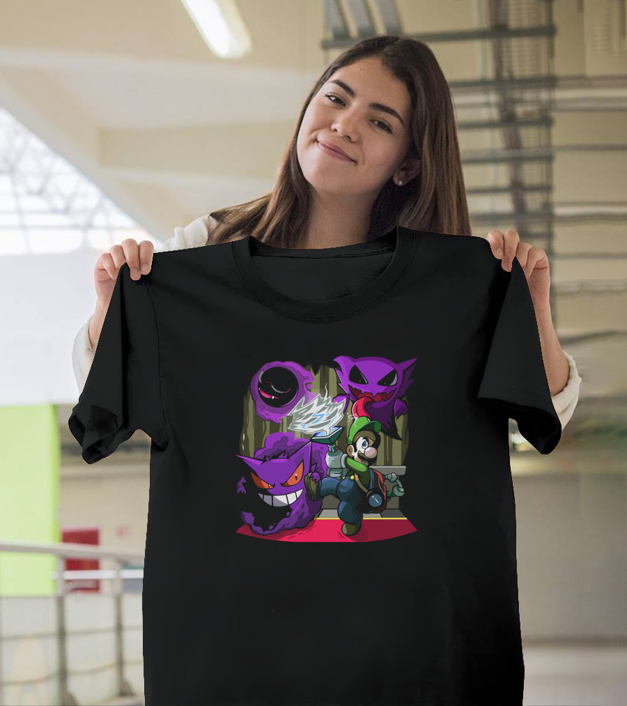 Luigi Catches Ghosts with Purple Spirits T-Shirt