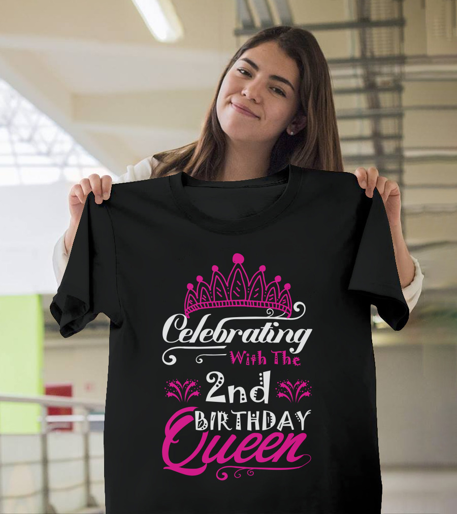 Celebrating With The 2nd Birthday Queen Pink Tiara T-Shirt