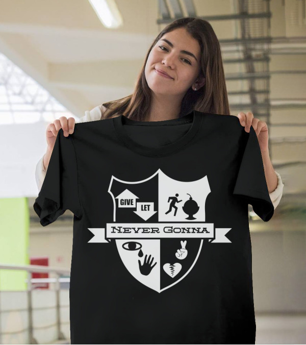 Never Gonna Give You Up Crest Badge Iconic Symbols T-Shirt