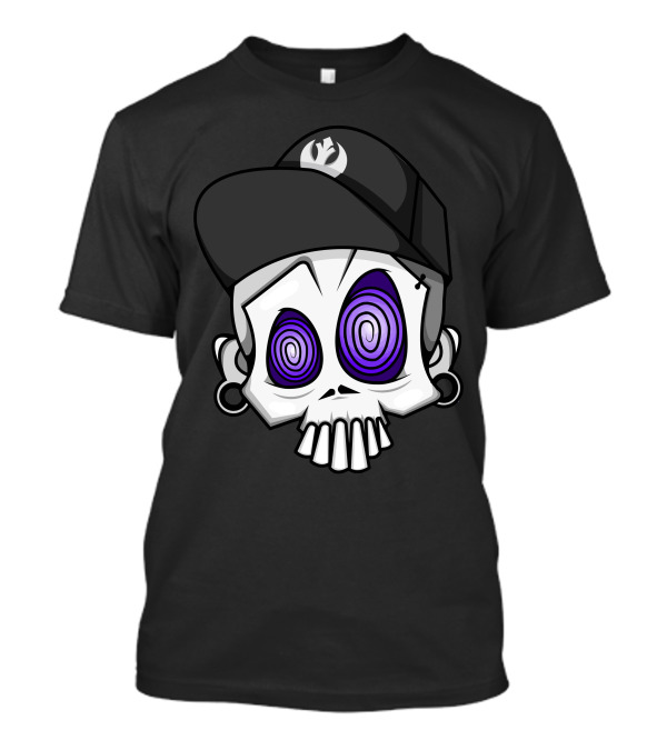 Skully2 Hypnotic Spiral Eyes Skull With Cap T-Shirt