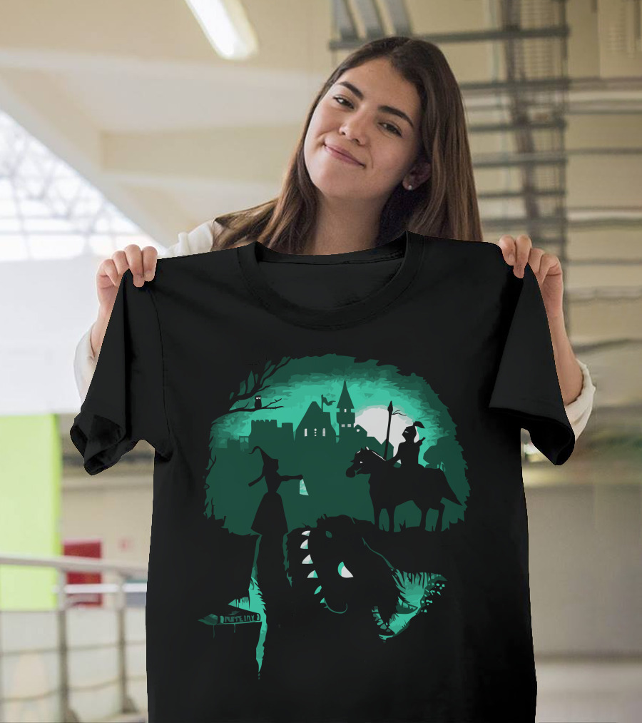When Knight Falls Into the Shadowy Castle with Dragon T-Shirt