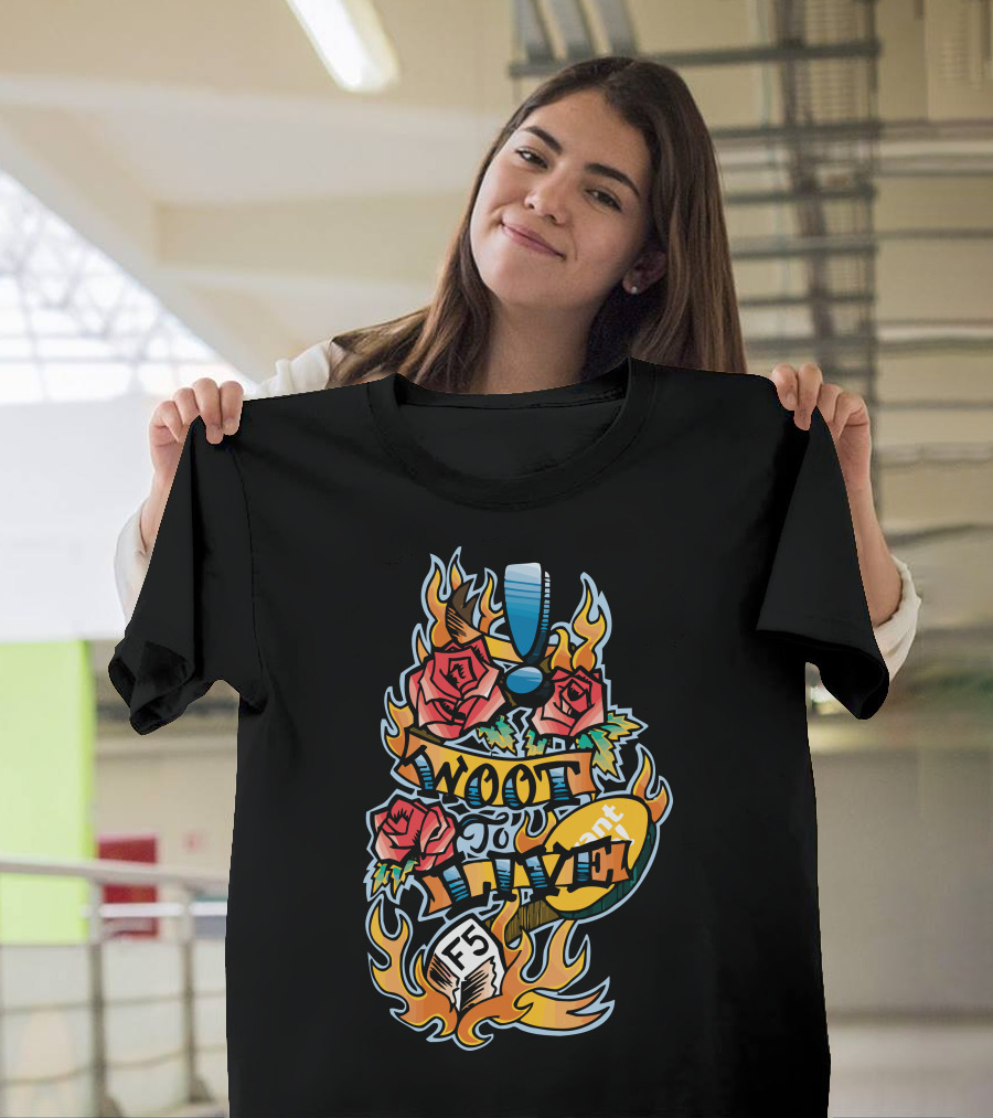 Woot to Live Exclamation Roses Flames F5 Gaming Controller T-Shirt