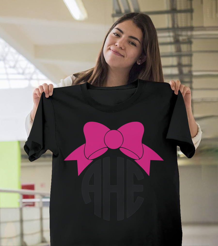 AHE Pink Bow Circle Monogram T-Shirt