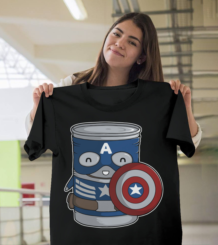 Cap Tin America Marvel Can Shield T-Shirt