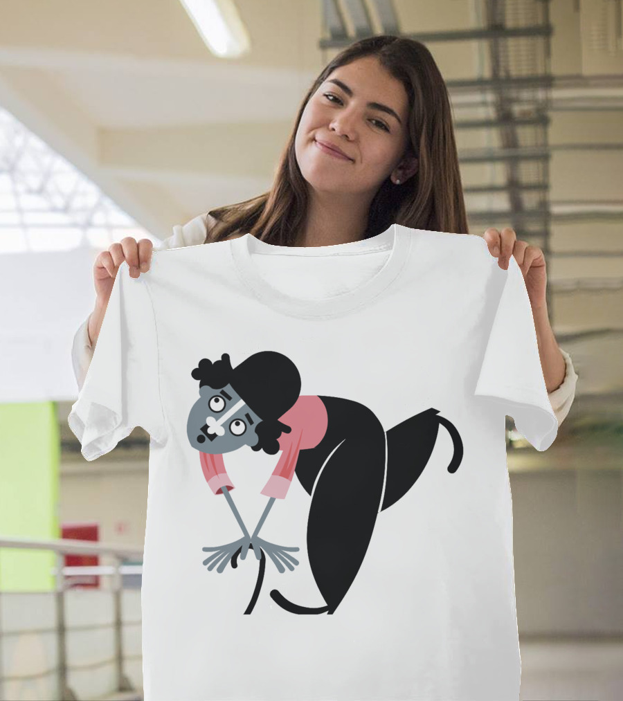Charlie Chaplin Cartoon Character Black Bowler Hat Pink T-Shirt