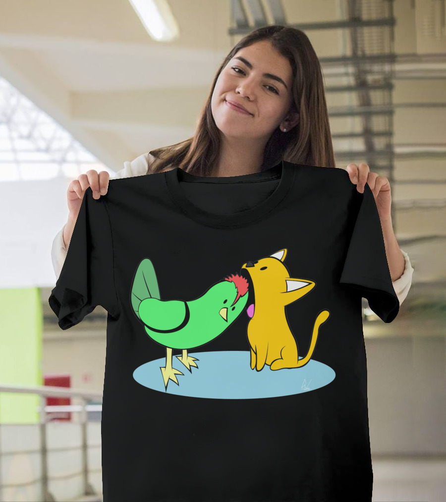 Chicken And Cat Whispering Moment T-Shirt
