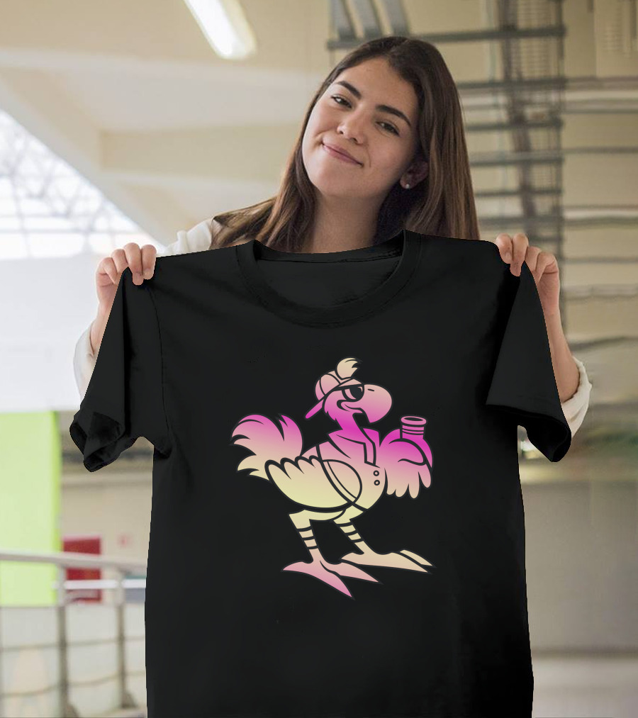 Chocobro Colorful Gradient Bird with Sunglasses and Drink T-Shirt