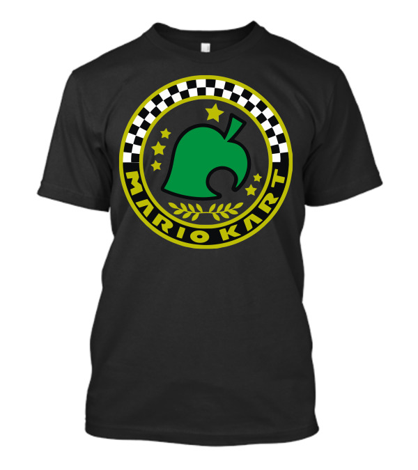 Mario Kart Crossing Cup Leaf Emblem With Stars And Checkered Circle T-Shirt