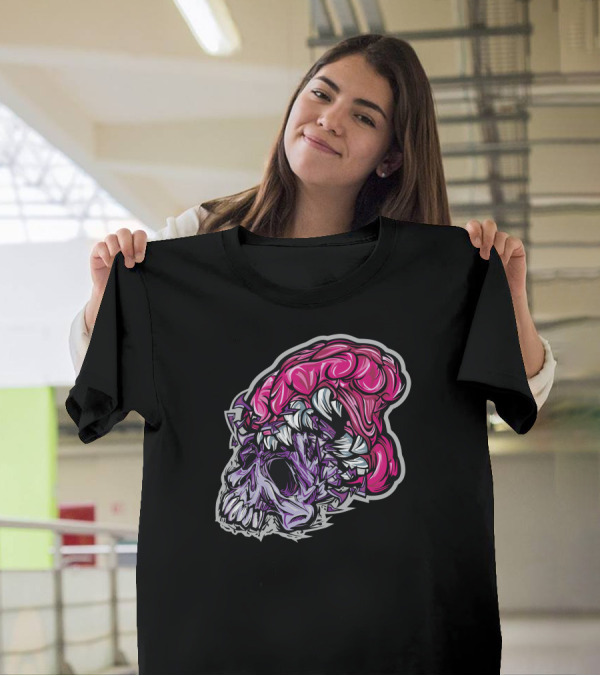 Crunch Time Broken Skull With Purple And Pink Details T-Shirt