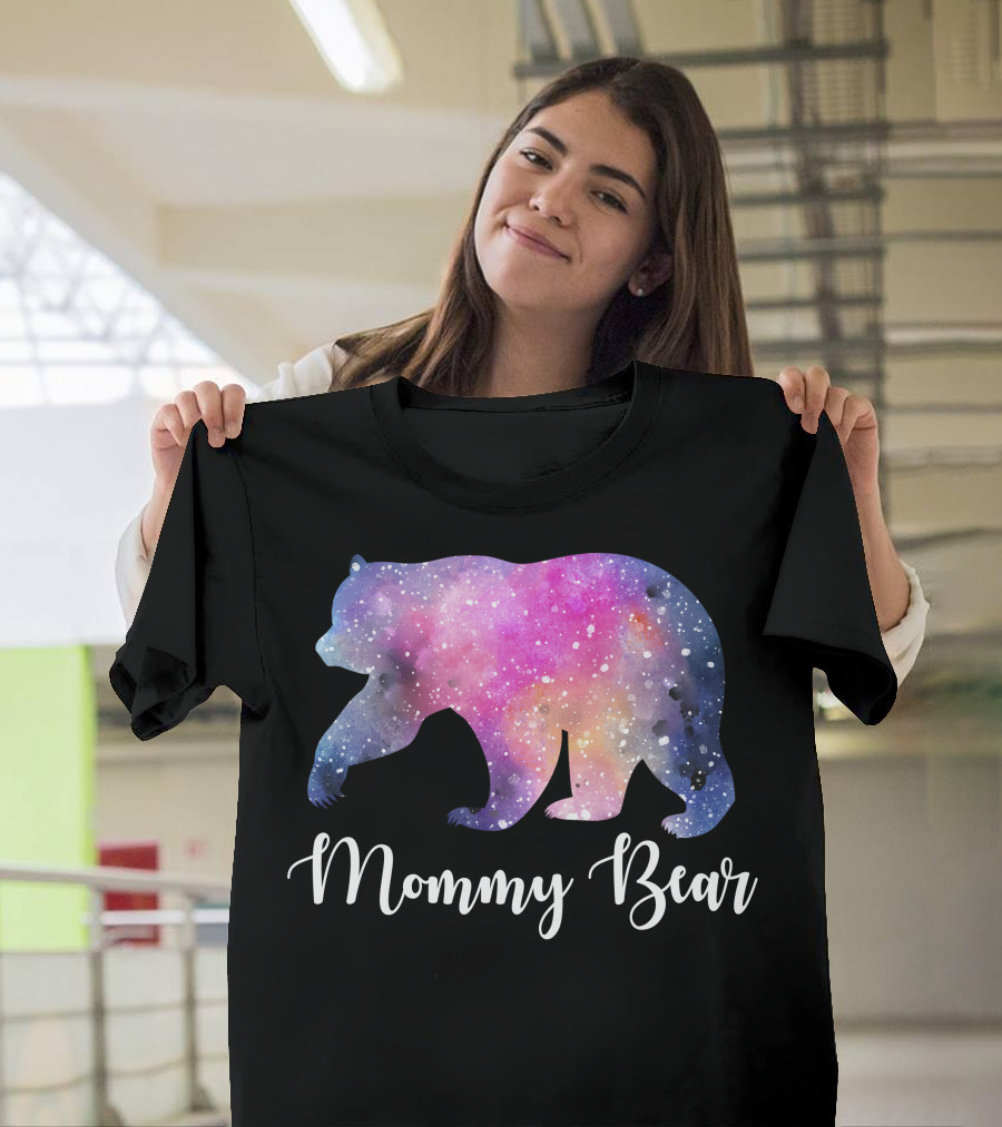 Mommy Bear Galaxy Print T-Shirt