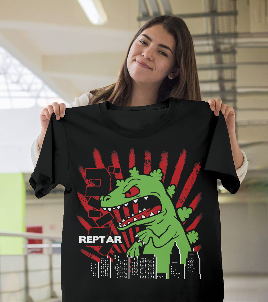 Reptar Rugrats Kaiju Style Urban Skyline T-Shirt