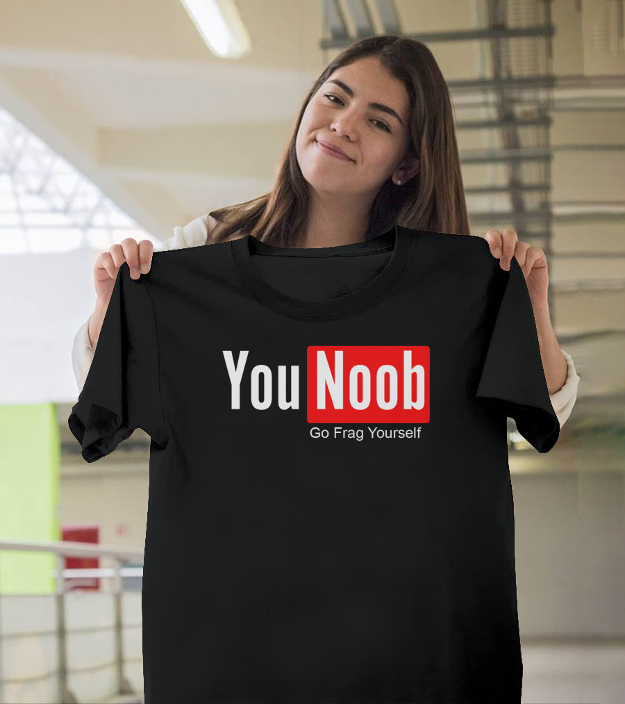 You Noob Go Frag Yourself Gaming Meme Parody Red Rectangle T-Shirt
