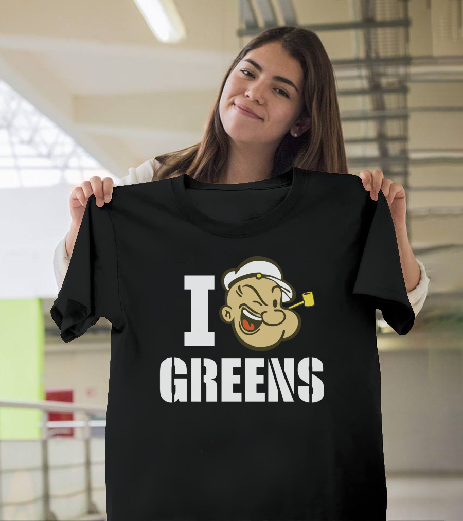 I Popeye Greens Cartoon Character Winking Pipe Navy Sailor T-Shirt
