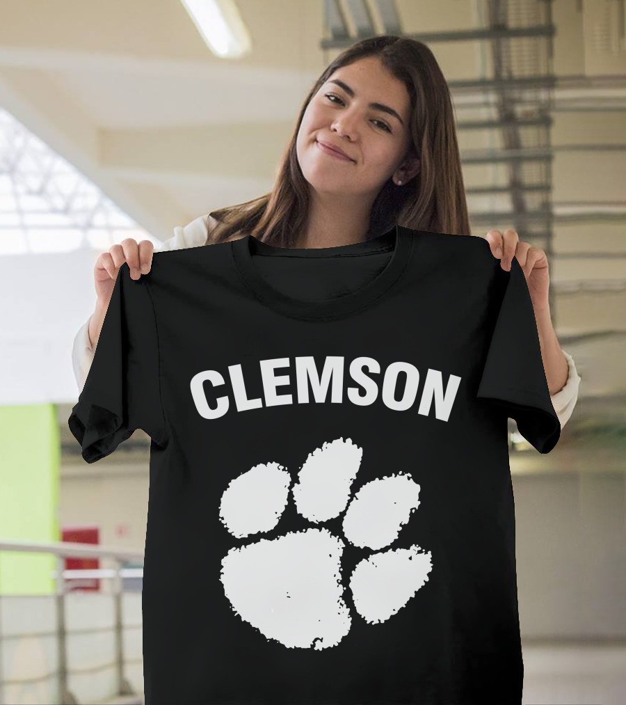 Clemson Tigers White Paw Prints T-Shirt