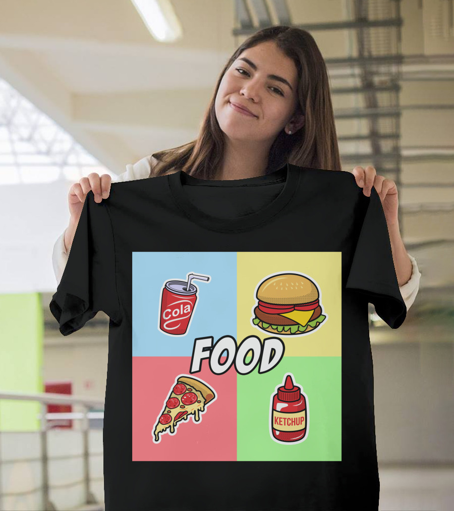 Cola Burger Pizza Ketchup Food For Dark T-Shirt