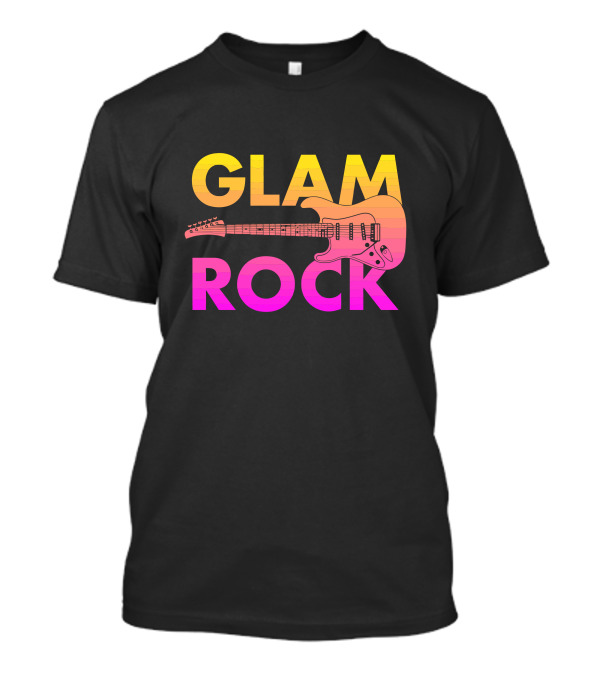 GLAM ROCK Gradient Text Guitar T-Shirt