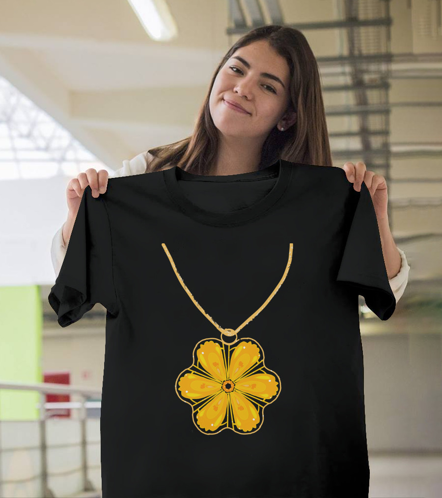 Golden Flower Pendant Necklace T-Shirt