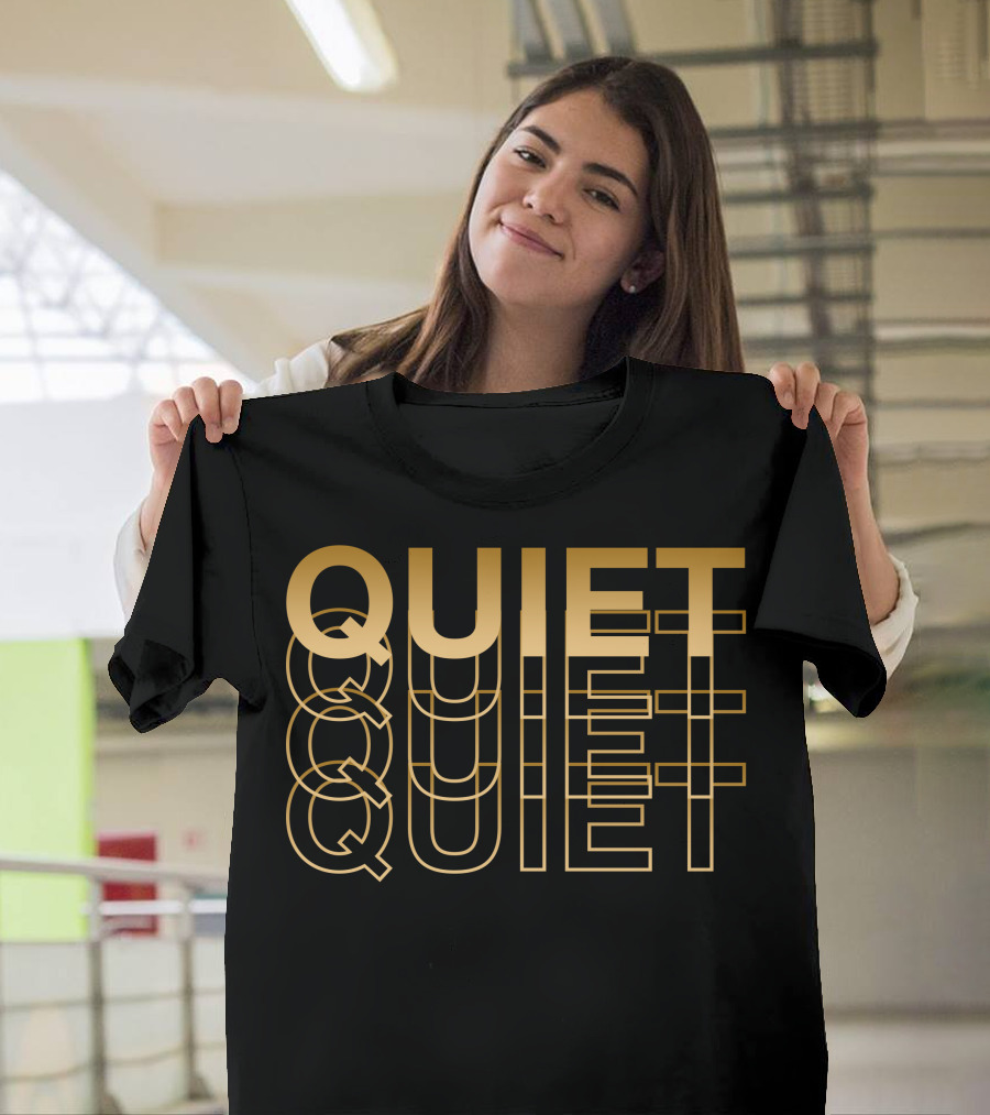 QUIET Geometric Pattern Overlapping Letters T-Shirt