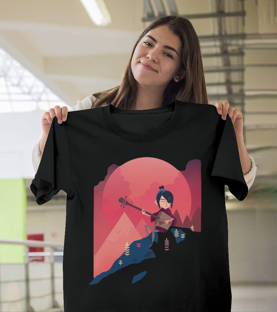 A Song On The Mountain Red Sunset Musician On Hilltop T-Shirt