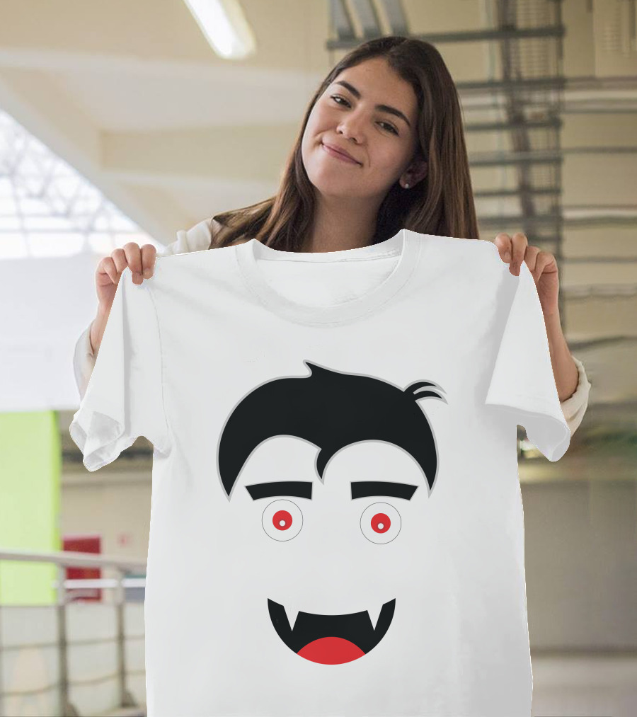 Dracula Vampire Face with Fangs and Hairstyle T-Shirt