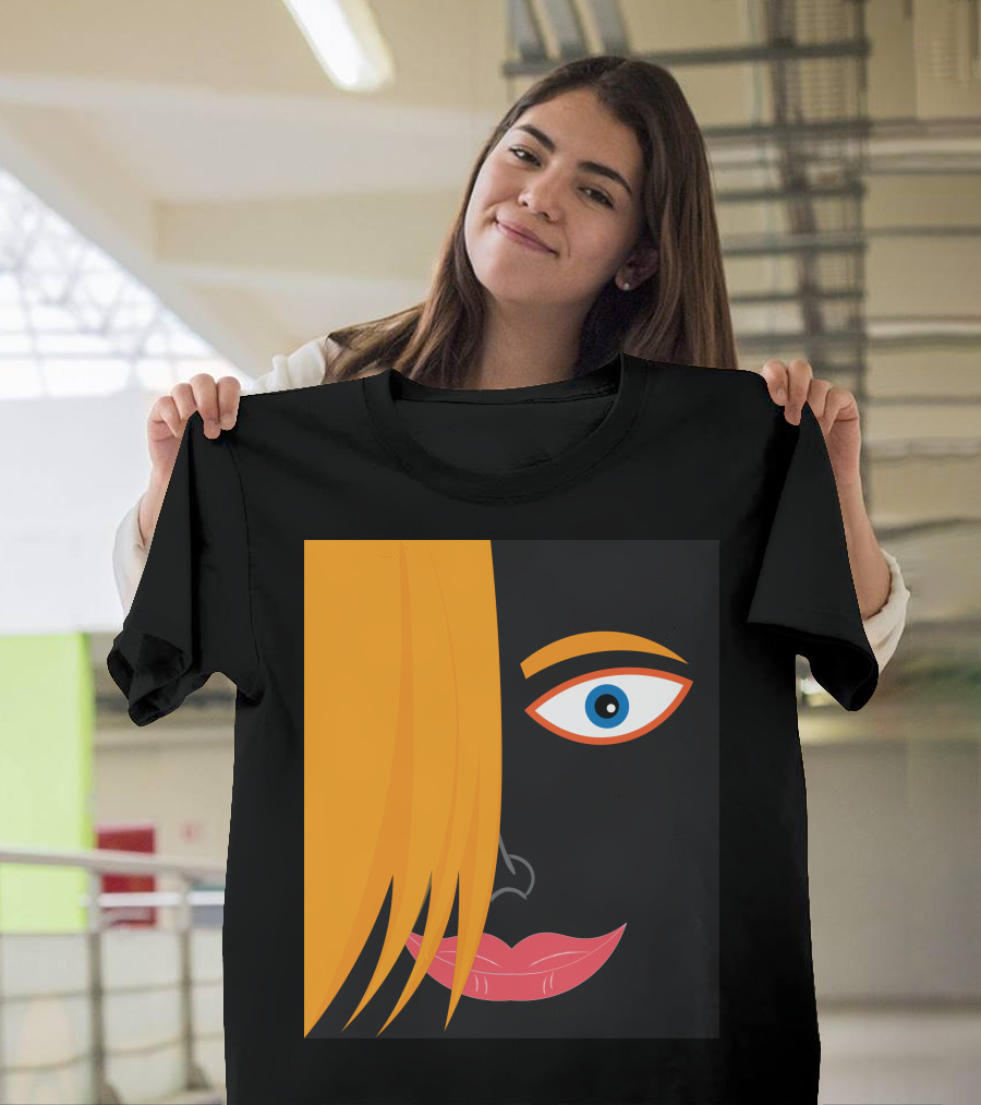 Funny Lovely Face Modern Minimalist Yellow Hair T-Shirt