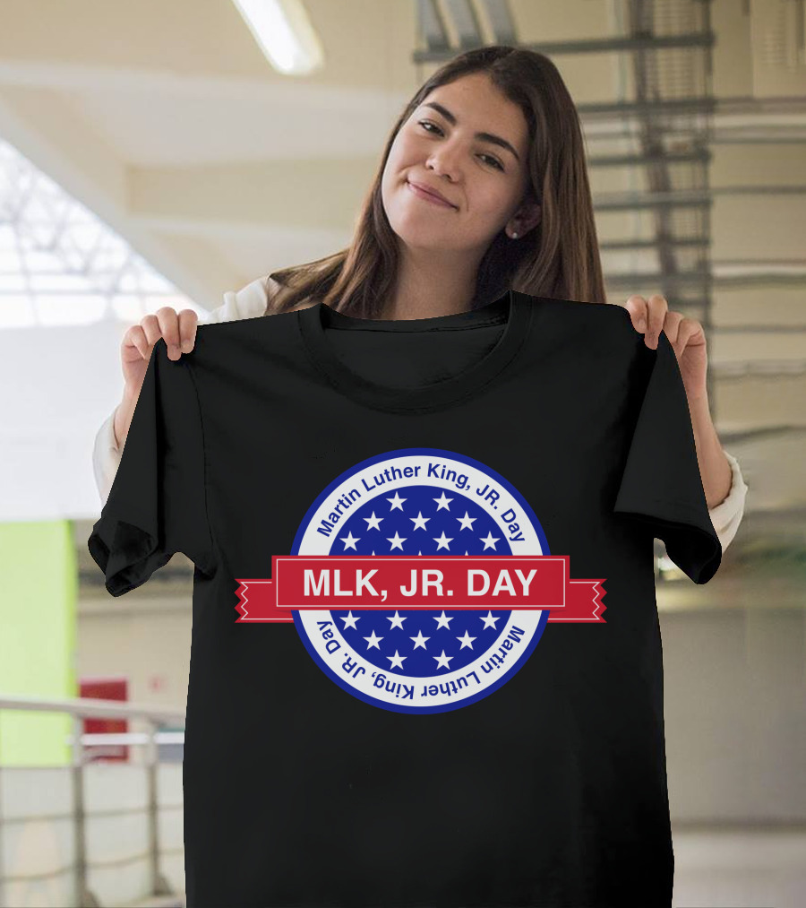 MLK JR Day Celebration Badge with Stars and Red T-Shirt